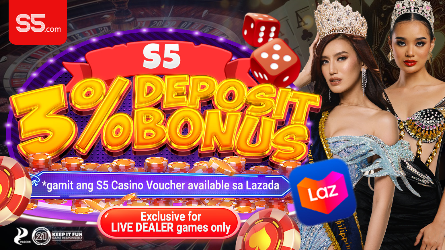 S5 3% LIVE DEALER DEPOSIT BONUS
